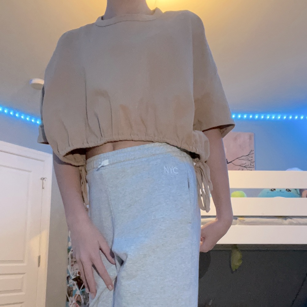 This is a cropped oversized shirt from Forever 21.